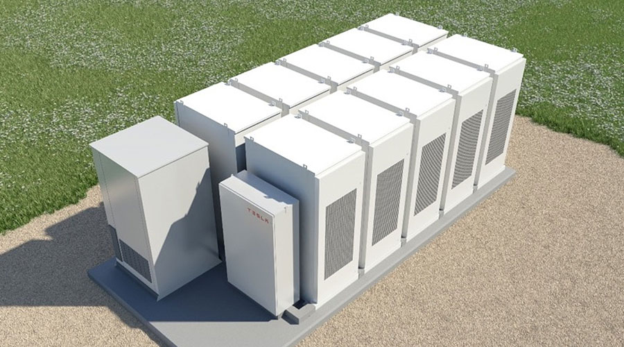 A typical commercial solar battery storage installation